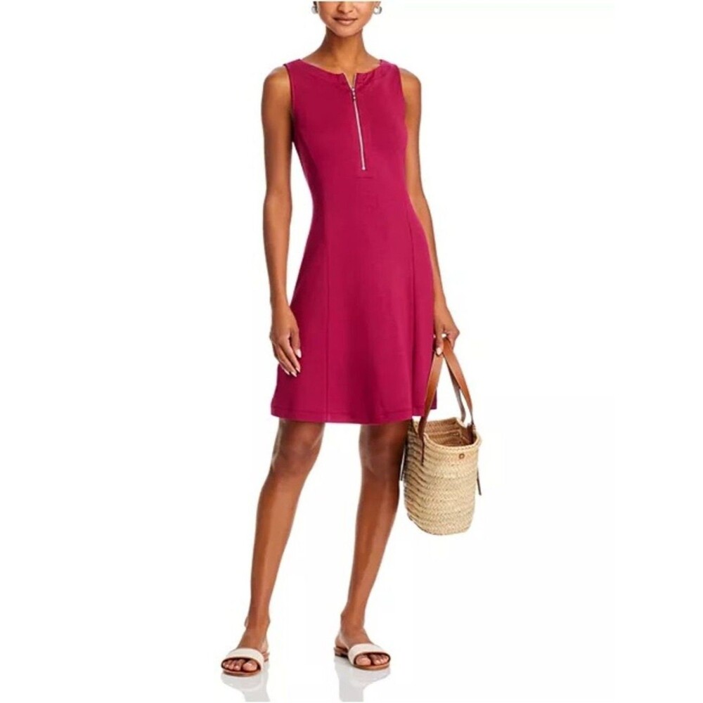 Tommy Bahama Pink Dress Womens S Fit & Flare Sleeveless Soft Zip Front golf NWT